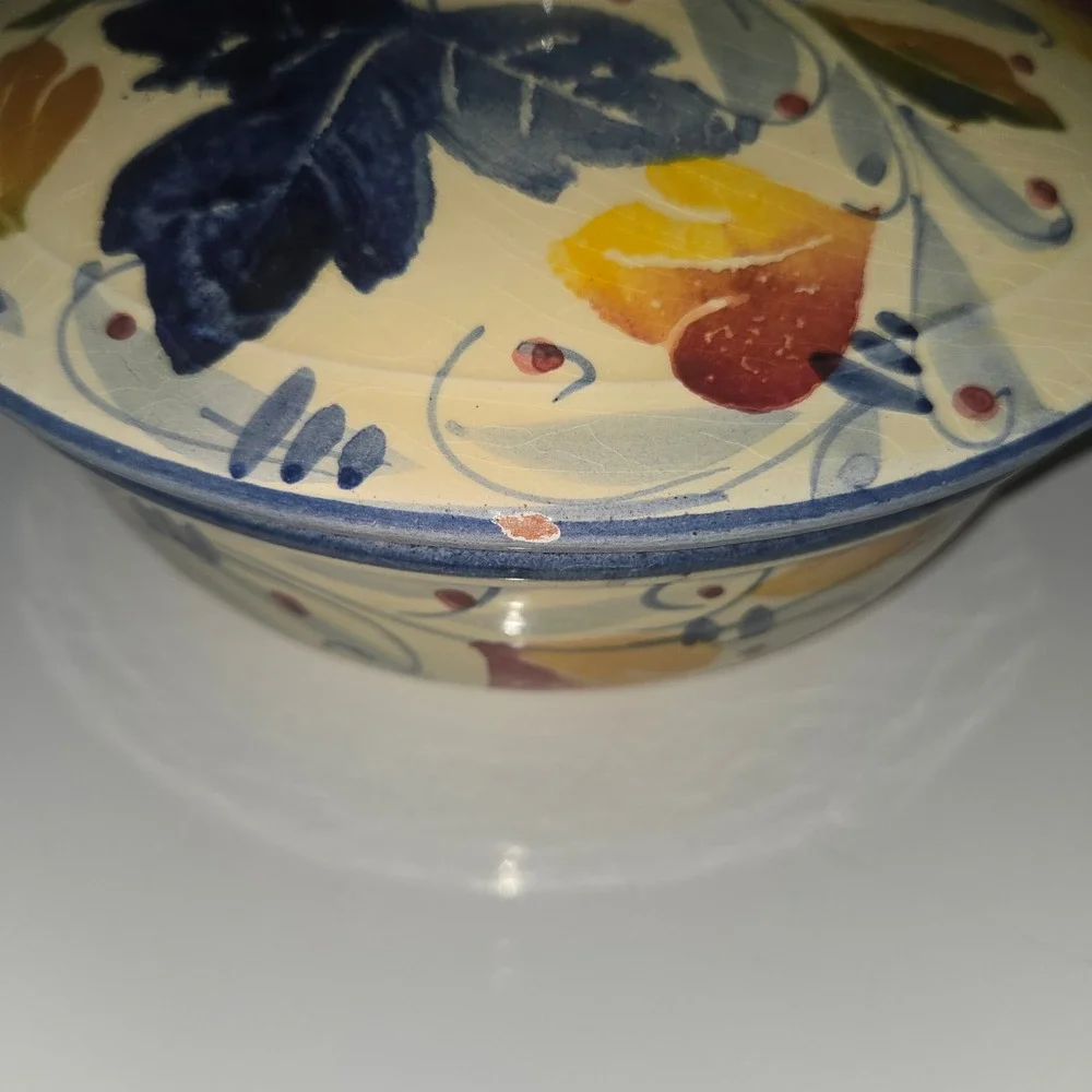 Vintage Ceramiche Alfa Italy Hand Painted Lidded Casserole Serving Dish 8in